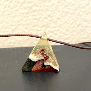 Unique, Handmade Resin Necklace, Mountain Design, Adjustable